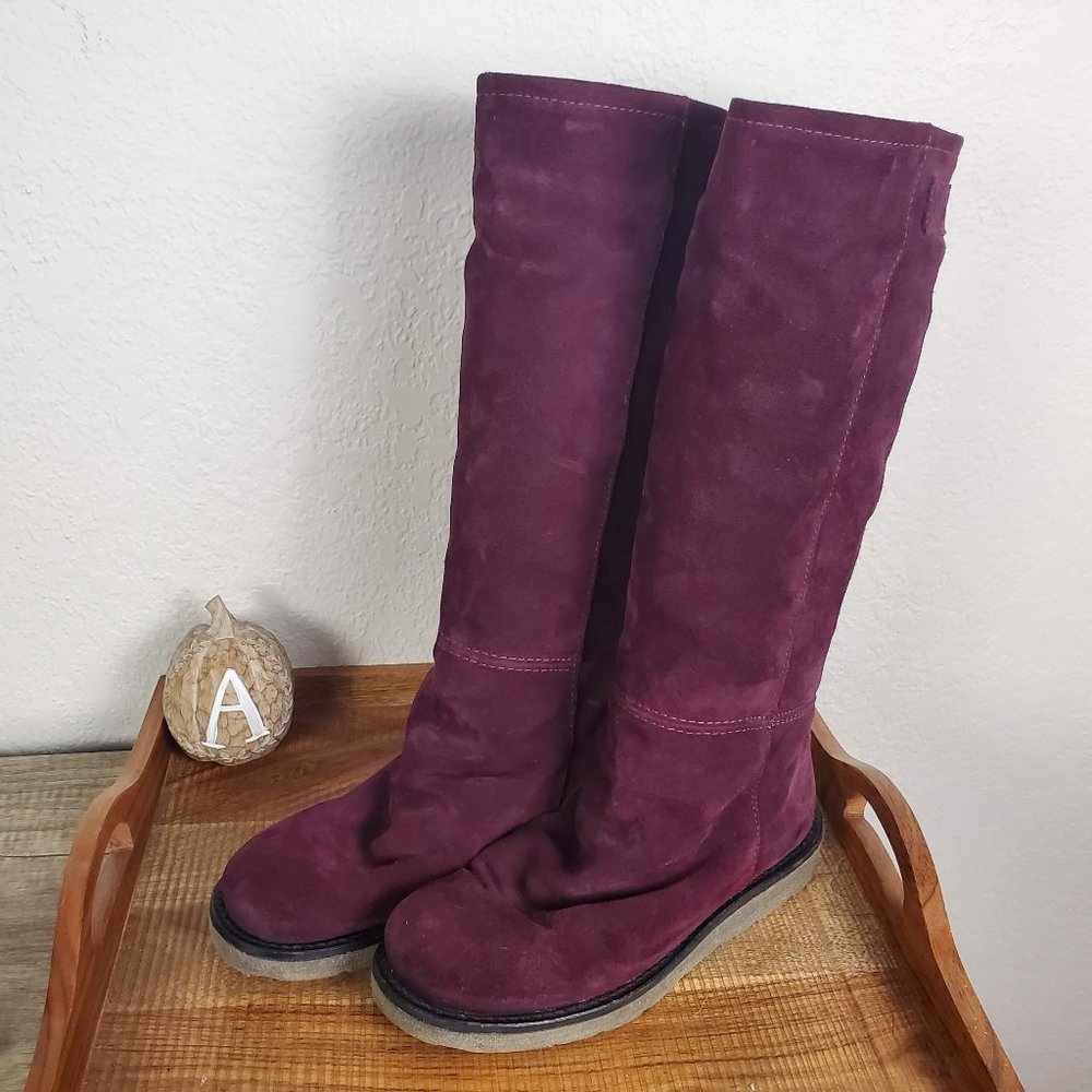 Bronx Knee High Burgundy Suede Boots Size 37